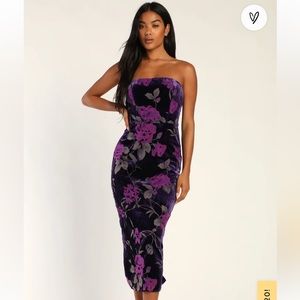 Velvet Strapless Midi Dress